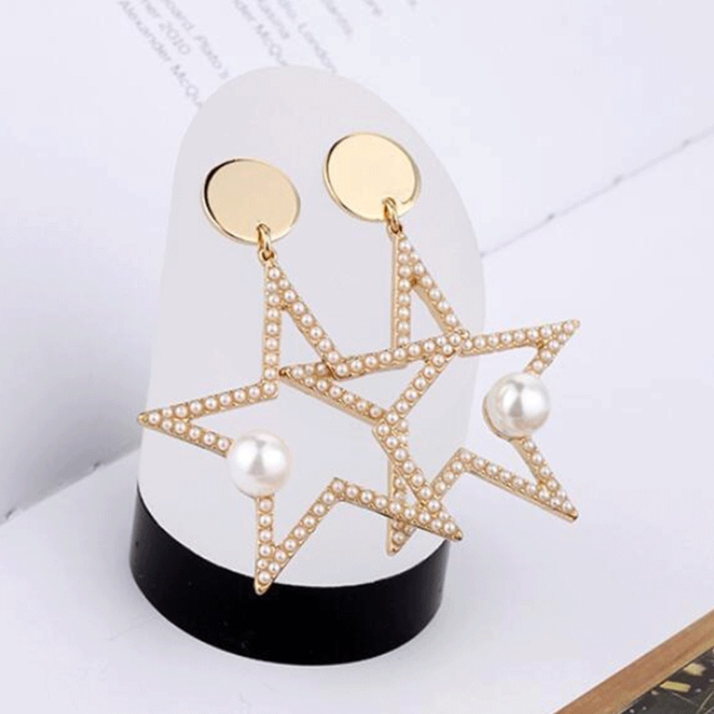 *BRIGITTA* Gold Star x Pearl Fashion Earrings